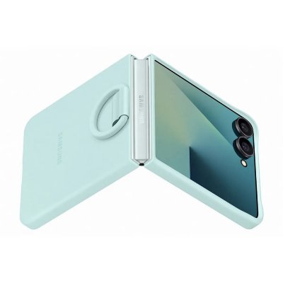 SAMSUNG Coque en silicone vert d'eau avec anneau pour  Galaxy Z Flip7