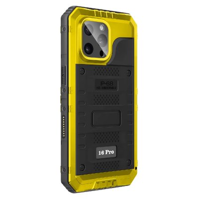 AVIZAR Coque Etanche pour iPhone 16 Pro IP68 Antichoc Bord Renforc&eacute; Noir / Jaune