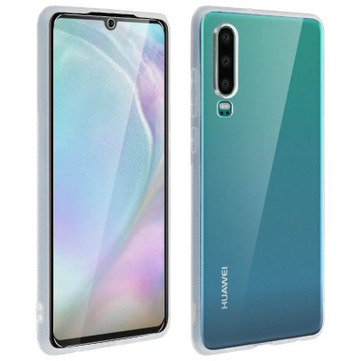 AVIZAR Coque Huawei P30 Silicone Gel + Film Ecran Verre Tremp&eacute; transparent