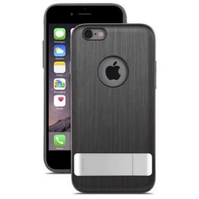MOSHI Coque iGlaze Kameleon iPhone 6 Plus aluminium noir avec pied r&eacute;tractable