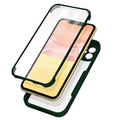 AVIZAR Coque iPhone 11 Dos Plexiglas Avant Polym&egrave;re Coins Renforc&eacute;s Contour vert