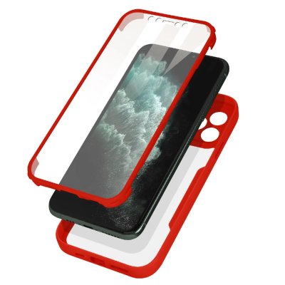 AVIZAR Coque Iphone 11 Pro Dos Plexiglas Avant Polym&egrave;re Coins Renforc&eacute;s Contour Rouge