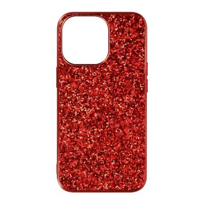 AVIZAR Coque iPhone 13 Pro Max Design Paillettes Rigide Finition Relief Rouge