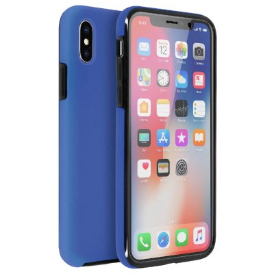AVIZAR Coque iPhone X / XS Protection Avant Silicone + Arri&egrave;re Polycarbonate - Bleu