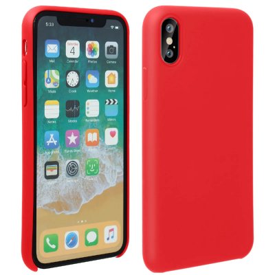 Coque iPhone X / XS Silicone Semi-rigide Mat Finition Soft Touch rouge
