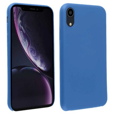 AVIZAR Coque iPhone XR Silicone Semi-rigide Mat Finition Soft Touch bleu nuit 