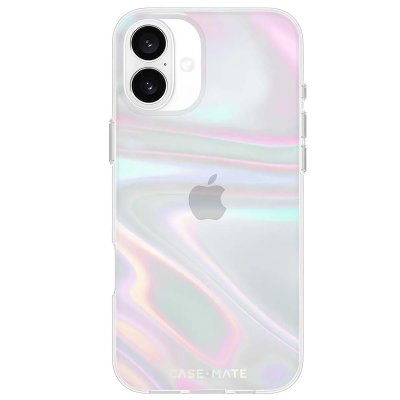 CASE MATE Coque Iridescent pour iPhone 16 Plus Design Soap Bubble Multicolore