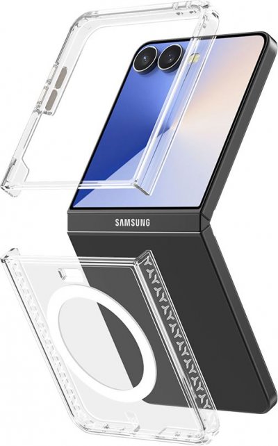 SAMSUNG Coque magn&eacute;tique renforc&eacute;e avec paillettes Duo Transparent pour  Galaxy Z Flip 7