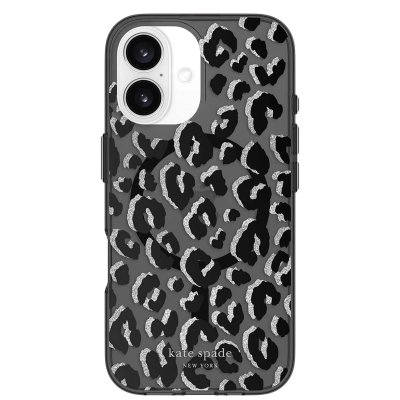 KATE SPADE Coque MagSafe Design City Leopard pour iPhone 16 Antichoc Noir