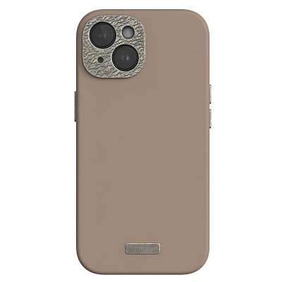 MOSHI Coque MagSafe iPhone 15 Plus en Cuir mod&egrave;le Napa Antichoc Ultra El&eacute;gant Marron fonc&eacute;