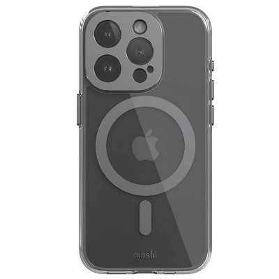 MOSHI Coque MagSafe iPhone 15 Pro mod&egrave;le iGlaze Ultra R&eacute;sistant Durable Gris