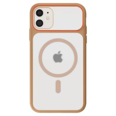 AVIZAR Coque MagSafe pour iPhone 11 Dos Fum&eacute; avec Cadre en Silicone Renforc&eacute;e Marron