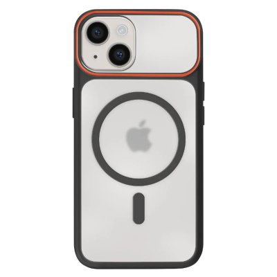 AVIZAR Coque MagSafe pour iPhone 13 / 14 Dos Fum&eacute; avec Cadre en Silicone Renforc&eacute;e Noir