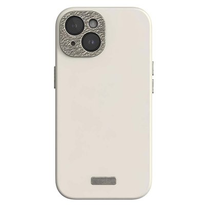 MOSHI Coque MagSafe pour iPhone 15 Plus en Cuir Napa Ultra Renforc&eacute; Blanc