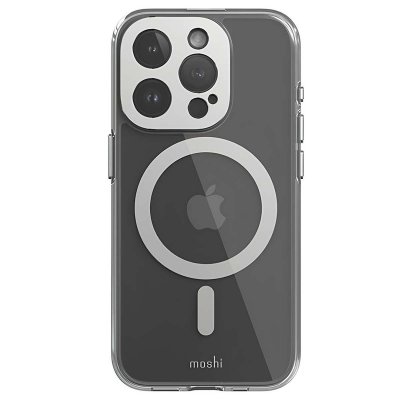 MOSHI Coque MagSafe pour iPhone 15 Pro iGlaze avec Protection Cam&eacute;ra Antichoc Argent