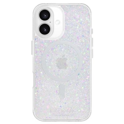 KATE SPADE Coque MagSafe pour iPhone 16 Design Chunky Glitter Antichoc Transparent