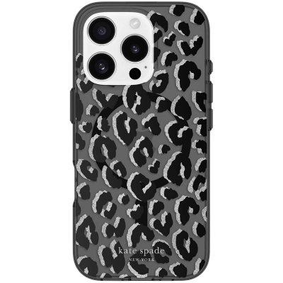 KATE SPADE Coque MagSafe pour iPhone 16 Pro Antichoc Design City L&eacute;opard Noir