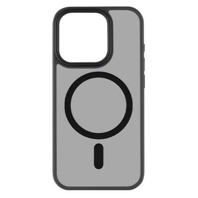 CRONG Coque MagSafe pour iPhone 16 Pro Max Hybrid Frost MAG Cover Bord Sur&eacute;lev&eacute;s Noir transparent - Neuf
