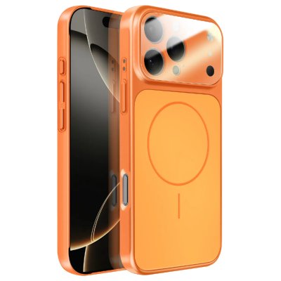 AVIZAR Coque MagSafe pour iPhone 16 Pro Rigide avec Verre Protection Cam&eacute;ra Orange