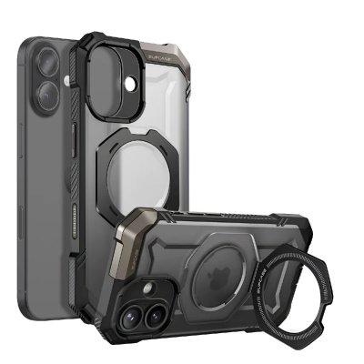 SUPCASE Coque MagSafe pour iPhone 17 avec B&eacute;quille Antichoc 4.5m Bouton Photo Noir