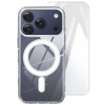 4SMARTS Coque MagSafe pour iPhone 17 Pro S&eacute;rie Pack Premium avec Verre Tremp&eacute; 9H Transparent