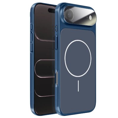 AVIZAR Coque MagSafe pour iPhone Air Rigide avec Verre Protection Cam&eacute;ra Bleu nuit