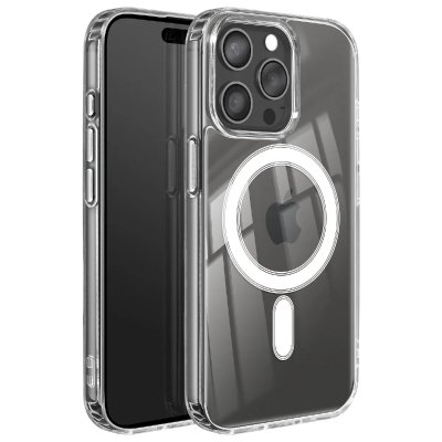 SWISSTEN Coque MagSafe Renforc&eacute;e pour iPhone 15 Pro mod&egrave;le MagStick Clear Jelly Transparent