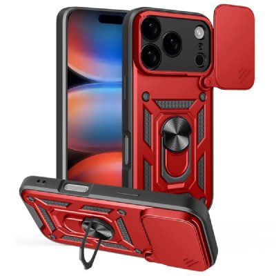 HTDMOBILES Coque pour Apple iPhone 17 Pro - housse etui rigide anti choc + film ecran - ROUGE -