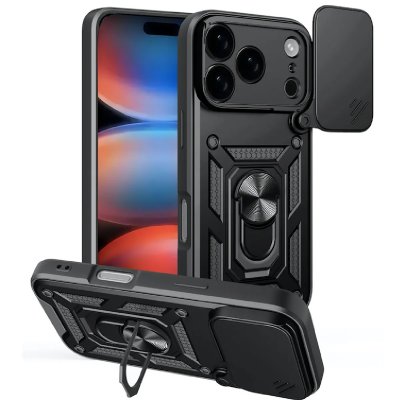 HTDMOBILES Coque pour Apple iPhone 17 Pro Max - housse etui rigide anti choc + verre trempe - NOIR -
