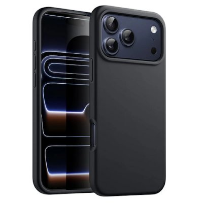 HTDMOBILES Coque pour Apple iPhone 17 Pro Max - housse etui silicone gel fine + film ecran - NOIR -