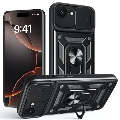 HTDMOBILES Coque pour Apple iPhone 17e - housse etui rigide anti choc + verre trempe - NOIR