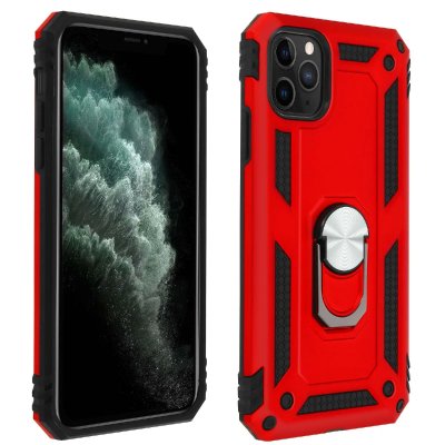 AVIZAR Coque pour iPhone 11 Pro Max Antichoc bi-mati&egrave;res Bague Support Vid&eacute;o Rouge 