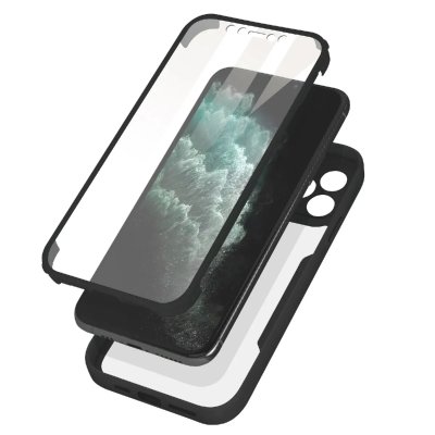 AVIZAR Coque pour iPhone 11 Pro Max Dos Plexiglas Avant Polym&egrave;re Coins Renforc&eacute;s Contour Noir 