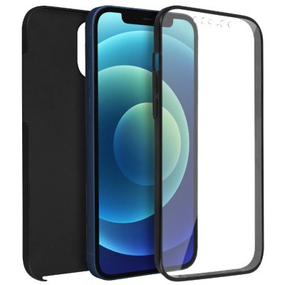 AVIZAR Coque pour iPhone 12 / 12 Pro Arri&egrave;re Rigide et Avant Souple Antichoc Noir 