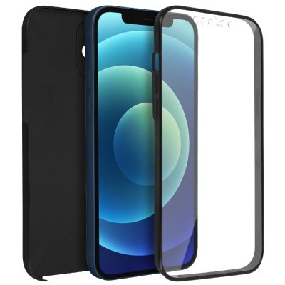 AVIZAR Coque pour iPhone 12 Mini Arri&egrave;re Rigide et Avant Souple Antichoc Noir 