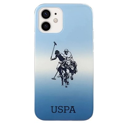 US POLO Coque pour iPhone 12 Mini Assn Logo Gradient Ultra R&eacute;sistant U.S Polo Bleu ciel