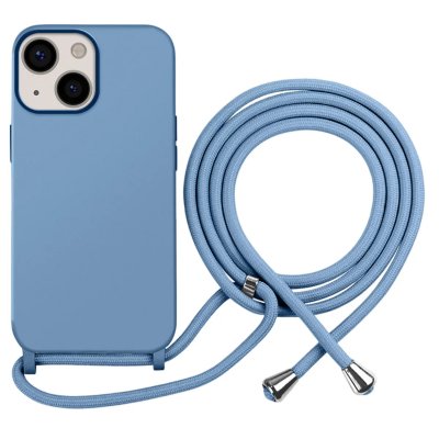 MOXIE Coque pour iPhone 13 en TPU Premium Color Lace avec Cordon Tour de Cou Bleu