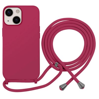 MOXIE Coque pour iPhone 13 en TPU Premium Color Lace avec Cordon Tour de Cou Bordeaux
