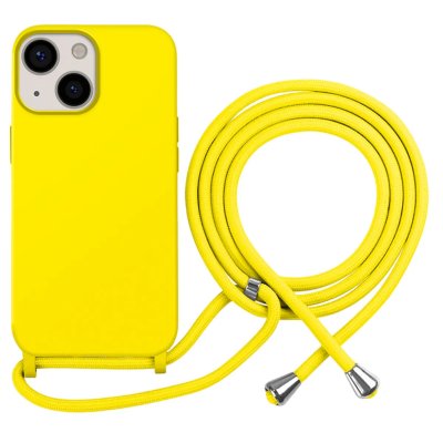 MOXIE Coque pour iPhone 13 en TPU Premium Color Lace avec Cordon Tour de Cou Jaune