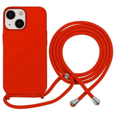 MOXIE Coque pour iPhone 13 en TPU Premium Color Lace avec Cordon Tour de Cou Rouge