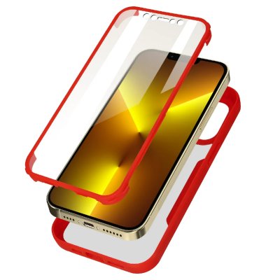 AVIZAR Coque pour iPhone 13 Pro Dos Plexiglas Avant Polym&egrave;re Coins Renforc&eacute;s Contour Rouge 