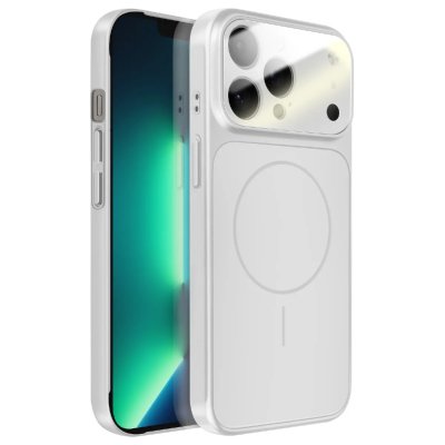 AVIZAR Coque Pour Iphone 13 Pro Max Compatible Magsafe Finition Ag Glass Mate Argent