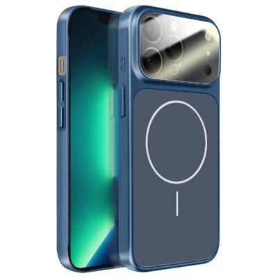AVIZAR Coque pour iPhone 13 Pro Max Compatible MagSafe Finition AG Glass Mate Bleu nuit