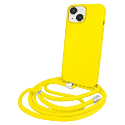 MOXIE Coque pour iPhone 14 en TPU Premium Color Lace avec Cordon Tour de Cou Jaune