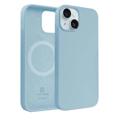CRONG Coque pour iPhone 15 MagSafe en Silicone Souple Antichocs  Bleu