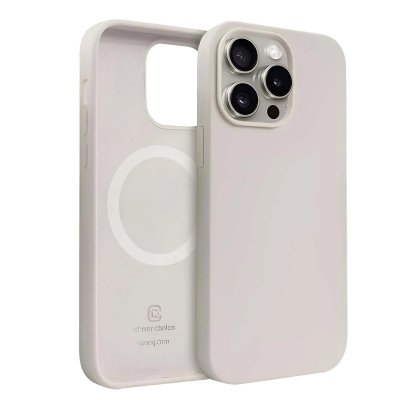 CRONG Coque pour iPhone 15 Pro MagSafe en Silicone Souple Antichocs  Beige
