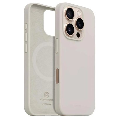 CRONG Coque pour iPhone 16 Pro Max MagSafe en Silicone Souple Antichocs  Beige