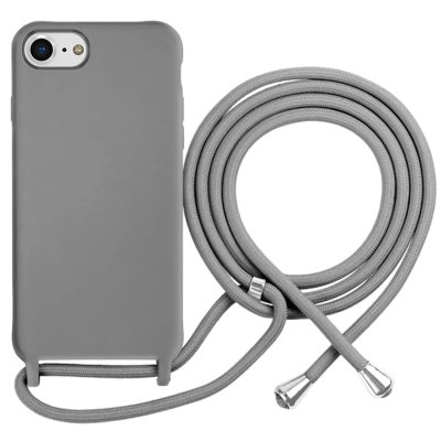 MOXIE Coque pour iPhone 7 / 8 en TPU Premium Color Lace avec Cordon Tour de Cou Gris