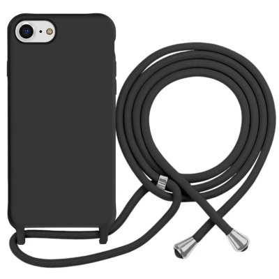 MOXIE Coque pour iPhone 7 / 8 en TPU Premium Color Lace avec Cordon Tour de Cou Noir