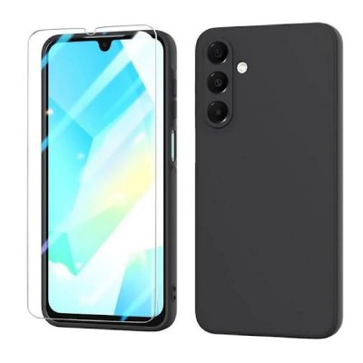HTDMOBILES Coque pour Samsung Galaxy A17 5G - housse etui silicone gel fine + film ecran - NOIR